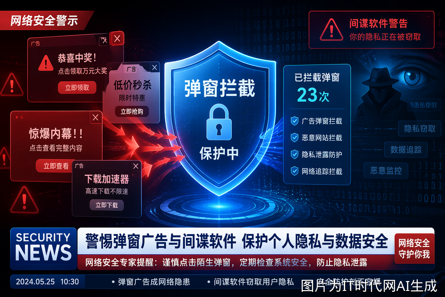 弹窗广告间谍警示