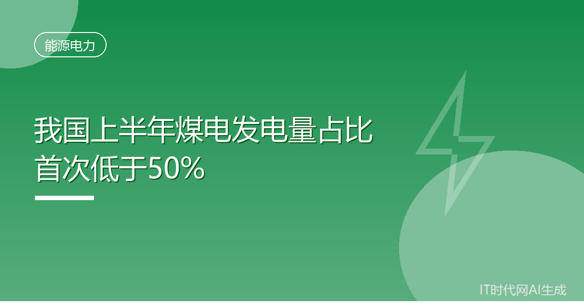我国上半年煤电发电量占比首次低于50%