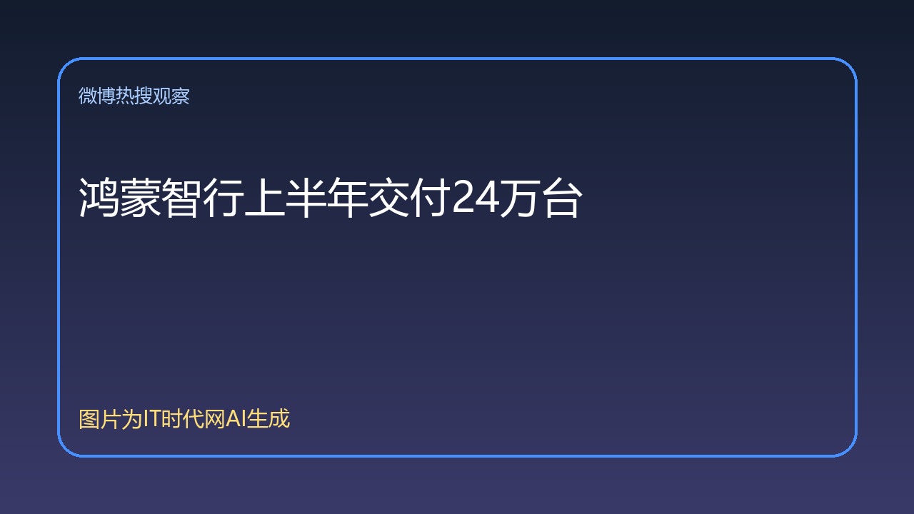 鸿蒙智行上半年交付24万台
