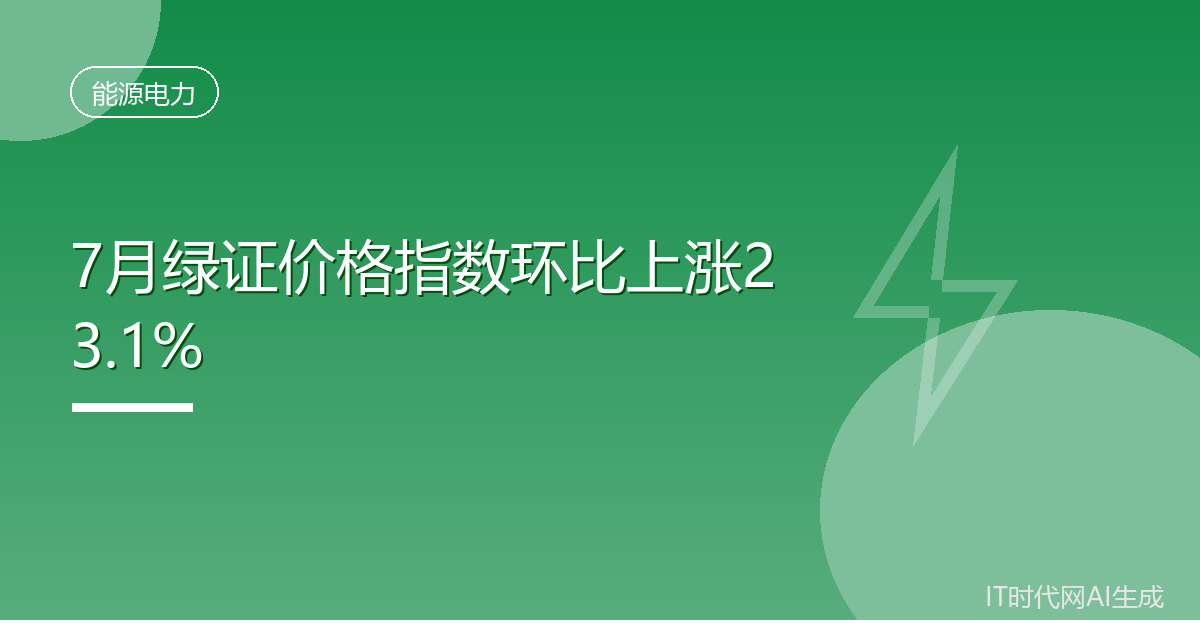 7月绿证价格指数环比上涨23.1%