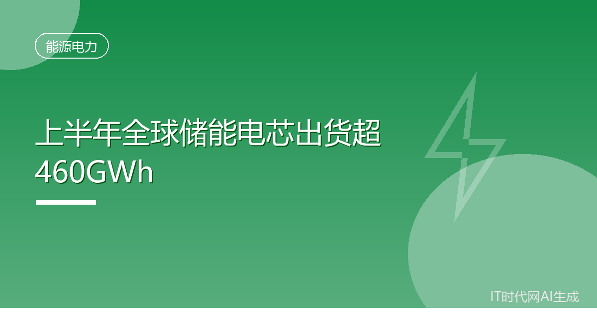 上半年全球储能电芯出货量超460GWh