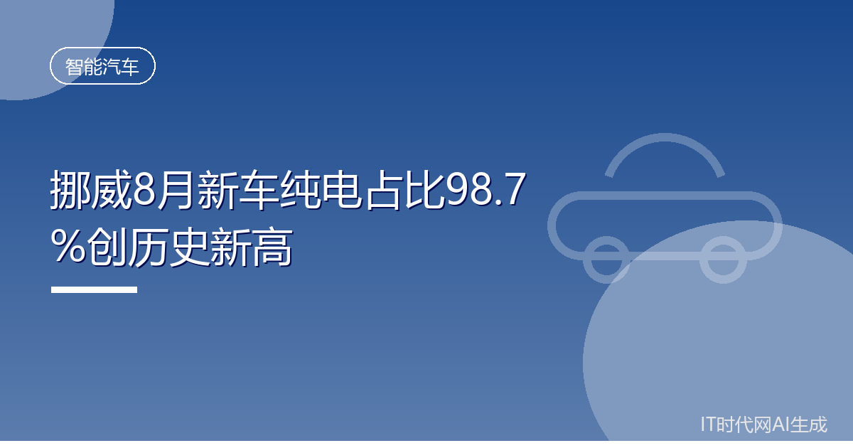 挪威8月新车纯电占比98.7%创历史新高